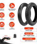 14x2.125 Inch Tire And Tube Set For 57-254 E-Bike Replacement Tires Pack Of 2 Sets With Non Slip Deep Tread To Beef Up Your Ride Fits Folding Electric Bikes E Trikes Scooters And 14 Inch Wheel Applications, with 90° valve