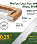 Adjustable Bread Knife With Precision Thickness Guide featuring serrated stainless blade and bamboo handle