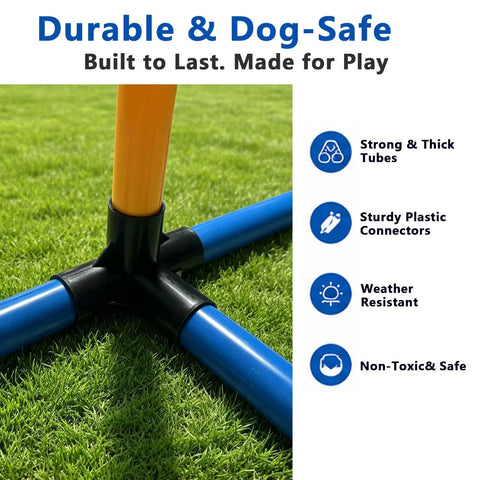 Close-up of PVC hurdle base from Two Pack Dog Agility Jump Set With Adjustable PVC Hurdles For Small And Medium Dogs Portable Easy To Assemble No Tools Needed Backyard Training Indoor And Outdoor Fun
