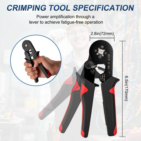 Premium Ferrule Crimping Tool Kit With 1800 Wire End Terminals For AWG 23 to 7 0.25 to 10mm2, Self Adjusting Ratchet Pliers