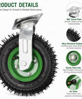 No Sweat Mobility 10 Inch Pneumatic Casters Set Of 4 With 2 Swivel And 2 Rigid Options Premium rubber tire with galvanized steel mount.