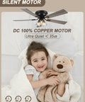 52 Inch Flush Mount Farmhouse Ceiling Fan With Remote And Reversible Wood Blades brings cool airflow and warm lighting to a cozy child’s room.