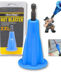 XXL Nut Blaster Drill Attachment with packaging, blue plastic body, steel shaft, for wire nut twisting, hand saver tool