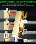 Heavy Duty Nema 14-50 EV Charger Outlet With Waterproof Box Kit 50 Amp showing U-shaped clamp design for maximum conductivity.
