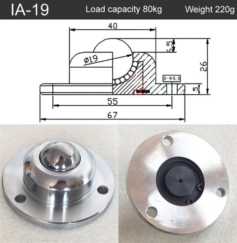 Heavy Duty Precision Universal Ball Bearing Casters And Smooth Rolling Nylon Stem Wheels For Any Furniture Or Gear Setup And Round Flange Three Bolt Mount and load capacity diagram.