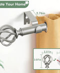 Built Tough Telescopic Curtain Rod Adjusts From 32 To 58 Inches Glides Smooth As Butter On Heavy Drapes Boasts A Premium Antique Silver Coating And Zero Hassle Setup For Sharp Living Spaces close-up of antique silver finial on curtain rod