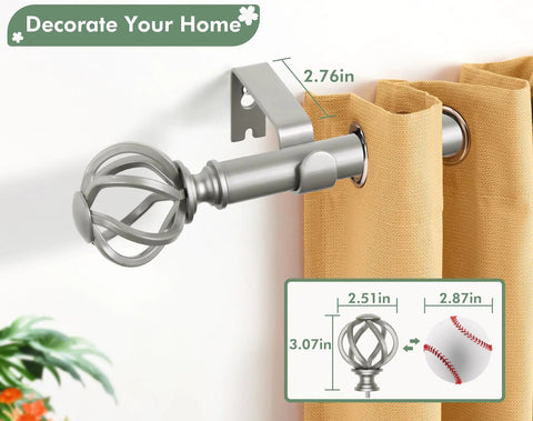 Built Tough Telescopic Curtain Rod Adjusts From 32 To 58 Inches Glides Smooth As Butter On Heavy Drapes Boasts A Premium Antique Silver Coating And Zero Hassle Setup For Sharp Living Spaces close-up of antique silver finial on curtain rod