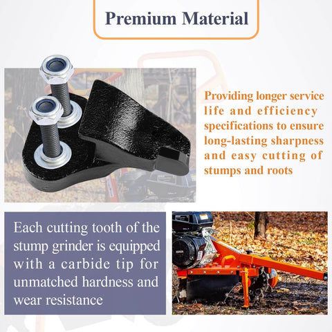Nine Carbide High Speed Cutting Teeth Set For Stump Grinders With Hardware Three Left Three Right Three Straight Cast Holder Dual Bolt Pro Grade Carbide Plates And Hex Anti Rotation Pockets Compatible With OPG777 Models