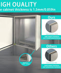 Heavy Duty Carbon Steel Electrical Enclosure 10x8x6 Inch IP66 Waterproof Metal Junction Box interior view with lock and thickness details