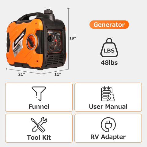 Portable Inverter Generator On The Go 2300W Peak 1900W Rated Gas Powered Ultra Quiet for RVs Outdoor Camping and Home Backup