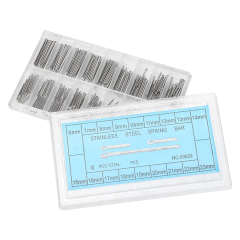 360 Piece Stainless Steel Watch Pin Kit With Spring Bars Cotter Pins, 6-23mm Replacement Links in transparent storage box