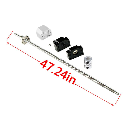 Ball Screw CNC Linear Drive Kit SFU1605 RM1605 16mm 1200mm with Metal Deflector Nut, BK BF12 End Supports, and Nut Housings