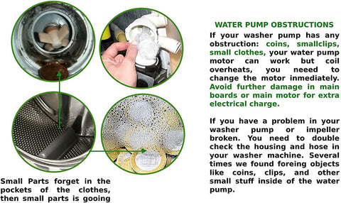 Washer Repair Part: Drain Pump Motor Connector Replacement For Your Washer, Original Style Plug And Play, with debris in pump