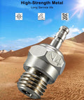 Six Pack N4 Hot Glow Plugs No 4 for Nitro RC Engines in a desert backdrop