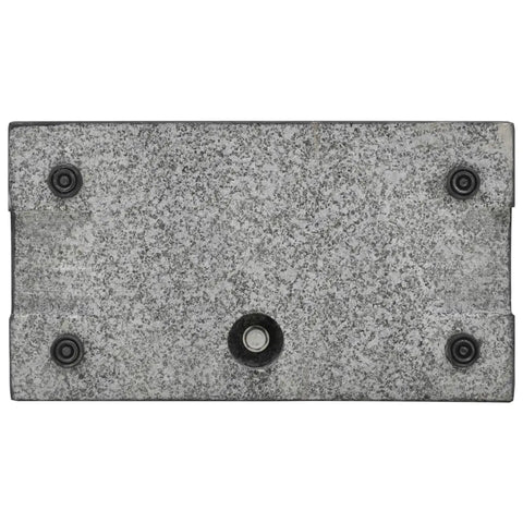 Beefy 25Kg Granite Parasol Base With Locking Bolts And Adapter showing underside with secure bolts for windy conditions