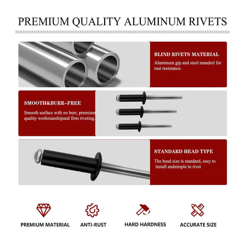 210 Piece Aluminum Pop Rivets Kit With 8 Sizes Dome Head Blind Rivets For Metal Repair And Projects Durable Aluminum Rivet Set