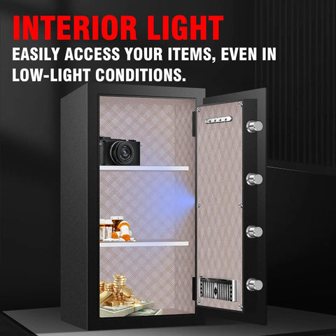 Open Tough As Nails Heavy Duty 9.2 Cu Ft Fireproof Safe With LED Light 60 Minute Fire Rating And Waterproof Security Box
