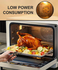 E14 Edison Fridge Bulbs Featuring Retro Tungsten Filament emit a legit warm yellow glow inside a microwave with a roasted chicken.