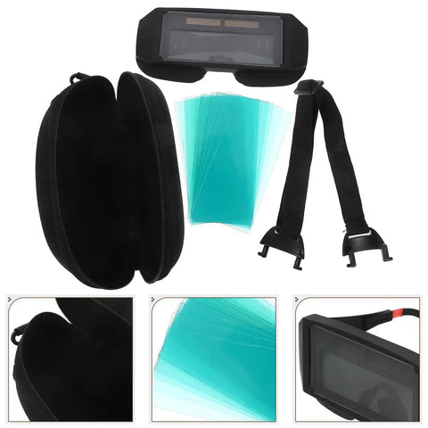 Badass Auto Darkening Welding Goggles Featuring Kickin Wraparound Coverage And Legit Precision Lenses For Ultimate Electric Arc Eye Protection Gear with storage case and lens filters.