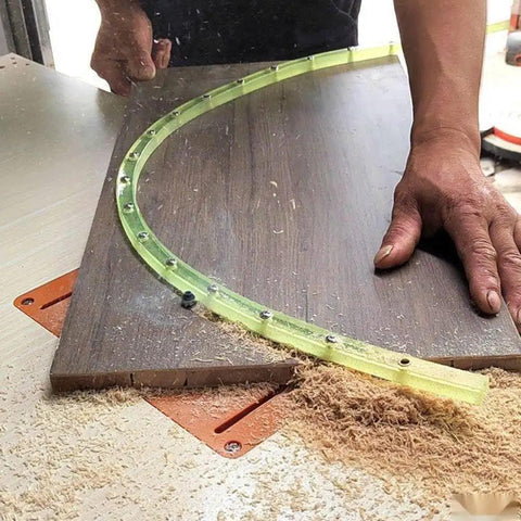 Professional 39 Inch Flexible Curve Template Featuring Killer Flexibility For Woodworking Contour Profiling Custom Router Patterns And Diy Builder Projects used on wood.