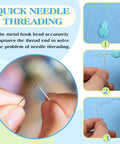Gourd Shaped Needle Threaders Set With Clear Storage Box, 30 Pcs for needle threading process close-up in steps