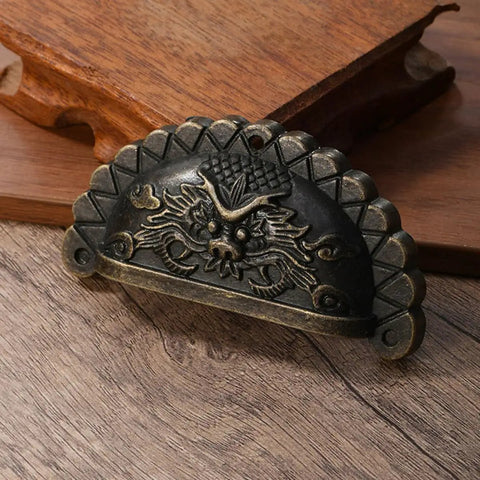 Old School Antique Bronze Lion Head Cabinet Handles Two Pack With Half Round Drawer Pulls for wardrobes, cabinets, and cupboards