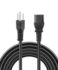 Straight Up UL Certified 6Ft AC Power Cord That Fits The Bill For Portable Power Stations, Desktops, Monitors, Printers, And Scanners With Plug And Play Convenience, black cable with plug ends.