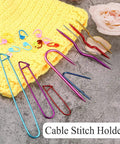 19 Piece Knitting Cable Stitch Holders Set With Aluminum Cable Needles Bent Tapestry Needles And Safety Pins For Yarn Crochet