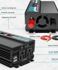 600W Pure Sine Wave Inverter for Cars and Homes, 12V DC to 120V AC Converter with 2 AC Outlets, USB Ports, and LCD Display