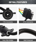 Built Like A Brick 7 Way To 4 Way Trailer Plug Adapter With Rv Blade 7 Pin To 4 Pin Flat Converter showcasing 7 pin and 4 pin connectors.