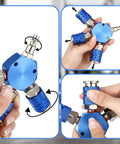 Three Way Air Hose Manifold Connectors One Quarter Inch NPT Compressor Fittings High Pressure Metal Swivel 360 Degrees Blue Two Pack Durable Air Tool Splitter And Quick Connects For Home Garage Use, blue 3-way swivel manifold