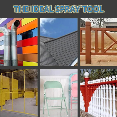 Mini Portable Powder Sprayer Kit w/ Foot Switch Spray Gun for finishing various surfaces including roofs, fences, and furniture.
