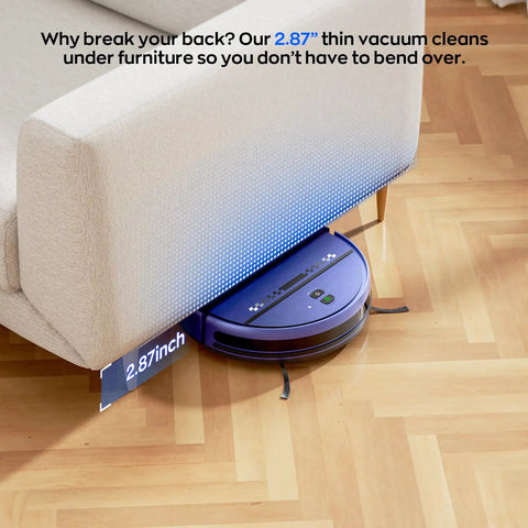 2-In-1 Robot Vacuum And Mop Combo Ultra Slim 2.87 Inches With 2300Pa Suction cleaning under a sofa on a wooden floor