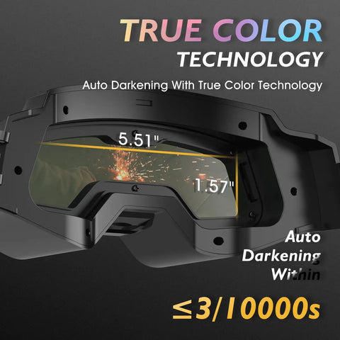 Auto Darkening Welding Goggles With 4 Arc Sensors, LED Lights, Type C Charging, Eye Protection Safety Glasses side view