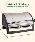 Portable Stainless Steel Gas Grill With Locking Lid For Easy Transport 8000 BTU Propane Grill With Dishwasher Safe Cooking Grate