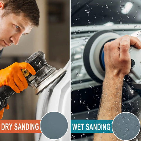 Five Inch Sanding Discs Set, 60 Pcs Hook And Loop, Grits 320 600 800 1200 1500 2000 With Tack Cloth, No Holes, Silicon Carbide in use