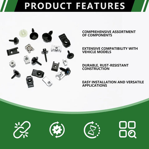 Built Tough 360 Piece Auto Body Bolt And UNut Clip Kit with various clips and fasteners for versatile vehicle applications.