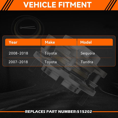 Front Wheel Hub And Bearing Assembly For Toyota Sequoia 2008 Through 2018 And Tundra 2007 Through 2018 5 Lug 4X4