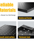 Heavy Duty Metal Pegboard Panels 4 Pack With 50 Hooks Black Wall Organizer featuring reinforced corners and thickened steel