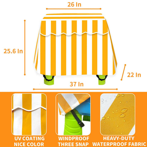 Kids Outdoor Water Table Cover Weatherproof Dustproof UV Shield For Rain Showers Splash Ponds Fits 2 Tier Water Tables, striped design