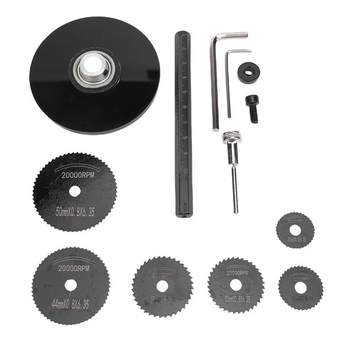 Inside Pipe Cutter Set With Six Blade Sizes 22mm 25mm 32mm 35mm 44mm 50mm, Adjustable Depth Locator, Stainless Steel Handle, Pro Grade HSS Blades, ABS PVC Pipe Cutting Tool For Plumbing And DIY Projects pictured with accessories and blade sizes.