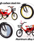 Folding Three Wheel Tricycle With Rear Passenger Seat And Backrest, Tandem Rickshaw Style Pedals, steel and alloy rims