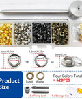 All In One Grommets And Eyelets Kit For Leather Craft And Sewing 420 Pcs 3mm Grommets With One Eighth Inch Size Includes Tools