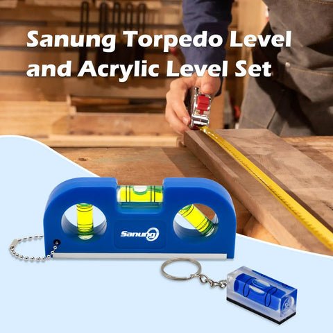 Pro Grade Magnetic Level Set Comes With Two Heavy Duty Bubble Torpedoes Plus Dual Acrylic Spirit Levels Featuring Quick Snap Keychain For Fast Belt Or Pocket Securing During Any Weekend Building Project