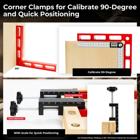 Pro Grade 90 Degree Corner Clamp Kit 4 Pack 5.5 X 5.5 Inches Aluminum Alloy Right Angle Woodworking Clamps, scale detail