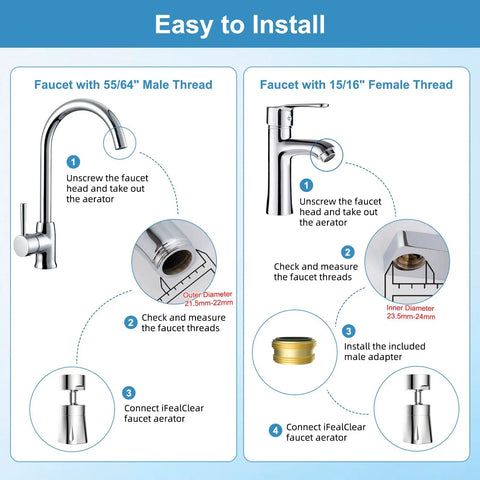 Slick 360 Degrees Swivel Faucet Aerator With Four Spray Modes Heavy Duty Chrome Sink Sprayer Attachment For Kitchen Bathroom Smooth Operator Water Saver Easy Install Design