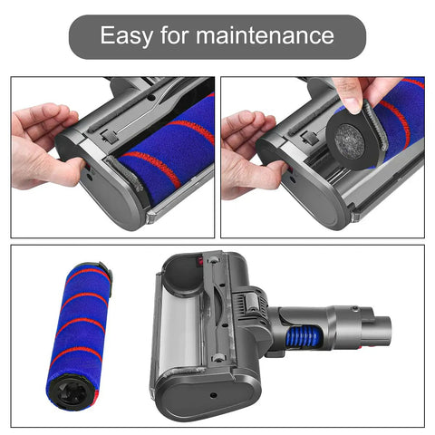 Soft Roller Cleaner Head With LED Headlights For Dyson V7 V8 V10 V11 Gentle Flat Floor Cleaning Tool For Laminate Wood Vinyl And Ceramic Tile Not For Carpet Replaces 966489 Series No Fuss Cleaning For Quick Home Floors easy maintenance demonstration
