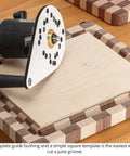 Pro Grade Juice Groove Router Template Guide Bushing features a 13 16 inch inner diameter on a template with a router.