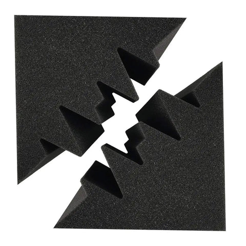 High Density Acoustic Foam Corner Bass Traps For Music Studios Podcast Recording Home Cinema Audio Treatment Absorption Panels close-up view.