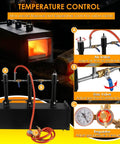 Triple Burner Propane Forge for Blacksmithing and Knife Making, 2700℉ Heavy-Duty Square Forge With Large Capacity showcasing temperature control valves